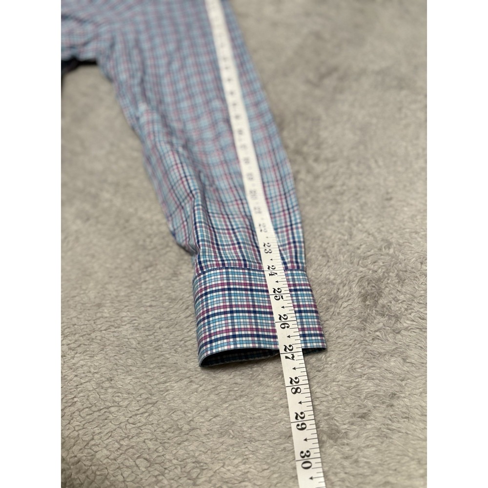 Peter Millar Men's Button Down Blue Pink Plaid XL Shirt Cotton Top - Picture 5 of 6